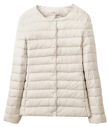 HAXNOHEY Doudoune Femme Courte Veste Sous-Vêtement Ultralégère Sans Col Doudoune Mi-Saison Légère Pliable pour Femme Vêtement D'extérieur Fin et Imperméable Sport Voyage Randonnée Hiver Chaud