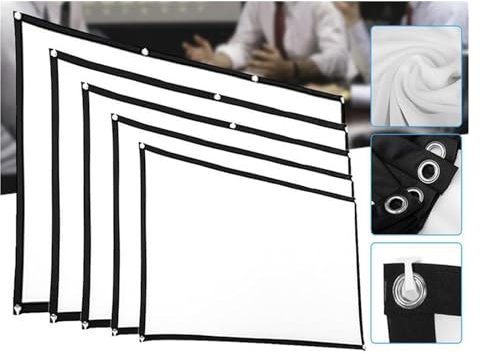 Telo Proiettore, Schermo for proiettore fai-da-te Proiettore Home Cinema da 60/100/150 pollici Schermo in poliestere for tende di proiezione 4k 3D HD con ganci di installazione per Teatro Domestico, i