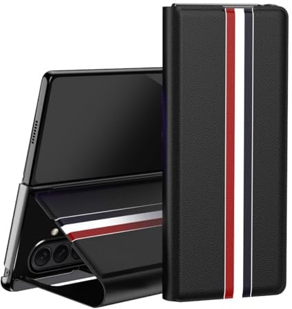 Sawiqpd Case for Samsung Galaxy Z Fold 7 5G, Premium Leather Wallet Case with Card Slots Magnetic Closure Stand Flip Folio Shockproof Phone Cover for Samsung Galaxy Z Fold 7 5G 2025, Black