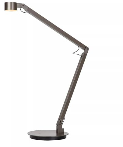 Licht-Erlebnisse LED Schreibtischleuchte Aluminium Grau Wohnzimmer Büro 90 cm 3000 K 90-480 lm 7 W Knickgelenk flexibel Schreibtisch Tischlampe RYLIN