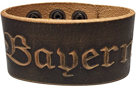 Lederarmband Herren-Armband braun Herrenarmband f. Lederhose Leder Tracht Damen Bayern Austria O´zapft is Weidmanns Heil Feuerwehr Gott zur Ehr, Farbe:Bayern