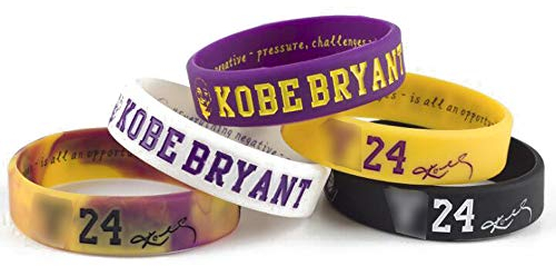 Lorh's store NBA Basketball Kobe Bryant Porträt Armband Nummer 24 Silikon Inspirierende Wort Sport Schweißbänder 5 Pcs