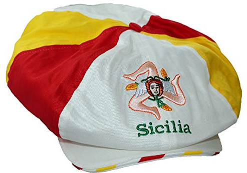Tri-Color Sicilia Gatsby Cap - Bunte italienische Mütze - Italien Kollektion von italienischen Stolz Produkte bei PSILoveItaly, farbe, Einheitsgröße