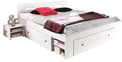 Avanti Trendstore - Stefan - Futonbettgestell mit 2 Nachttischen und 3 Bettschubkästen inklusive, aus Holzdekor in 2 erhältlich, Maße BHT: Bett 145x86x204 cm, Nachttische 40x30x40 cm