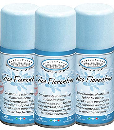 HygienFresh Deodorante Spray Tessuti Profumatore Ambiente Mangia Odori Interni Auto Scarpe Igiensoft (Talco Fiorentino), 3x150 ml
