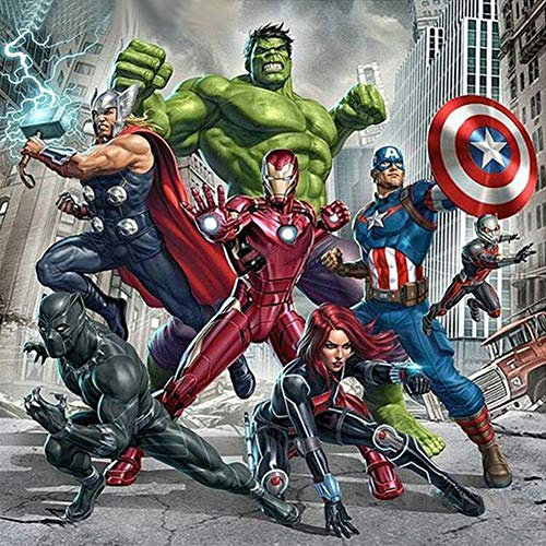 Kit de pintura de diamantes 5D para adultos con taladro completo, arte de 16 x 16 pulgadas,Hulk y Capitán América y Iron Man (Los Vengadores)