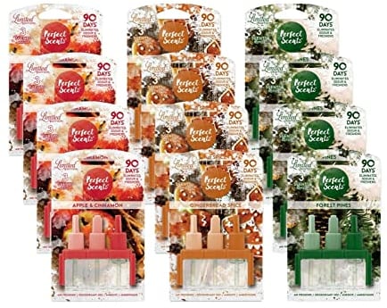 Perfect Scents Refill Air Freshener (12 Pack) - Compatible with 3volution - Forest Pines, Apple & Cinnamon, Gingerbread