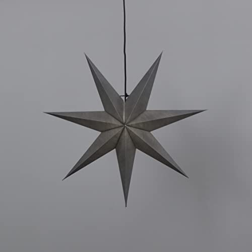 Weihnachtsstern Ozen von Star Trading, 3D Papierstern Weihnachten in Grau, Dekostern zum Aufhängen mit Kabel, E14 Fassung, Ø: 70 cm