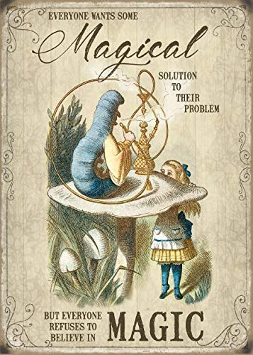 Wallors Alice im Wunderland – Magische Lösung, Wanddekoration, personalisierbar, Poster für Männerhöhle, Café, Bar, Metallschilder, Vintage-Blechschild, 20,3 cm B x 30,5 cm H