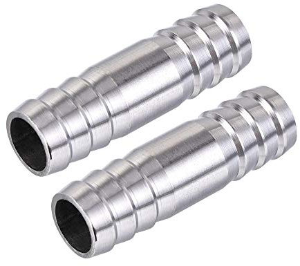 sourcing map Barb Hose Fitting, 15x50mm Straight Coupler Tubing Connector for Water Fuel Air Oil Gas, Polishing 304 Stainless Steel, Pack of 2