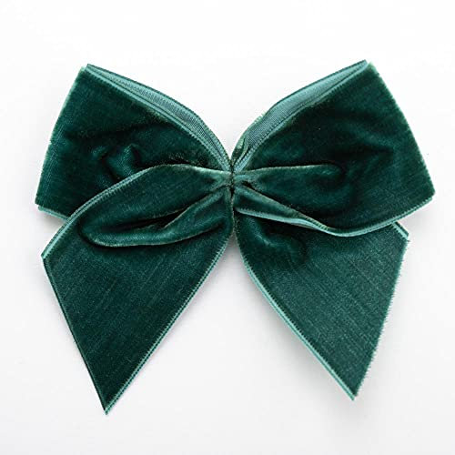 Italian Options Large Velvet Ribbon Bows Self Adhesive Christmas Tree Bows for Crafting Gift Wrap Decorations Wreaths Cake Décor Crafts Hair Bow Floristry Bottle Green 6 Pack 10 cm