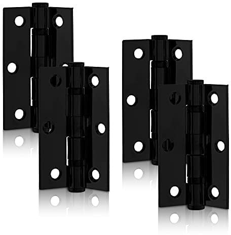 XFORT 3 Inch (75mm) Matt Black Ball Bearing Hinges, Steel Door Hinge for Wooden Doors (2 Pairs)
