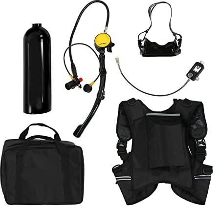 VGEBY 2L Tauchflasche Set, DS-2000 2L Mini Tauchflasche Sauerstoffflaschen Set mit Taucherbrille Taucher Schnorchelausrüstung(Schwarze Sauerstoffflasche) Tauchen
