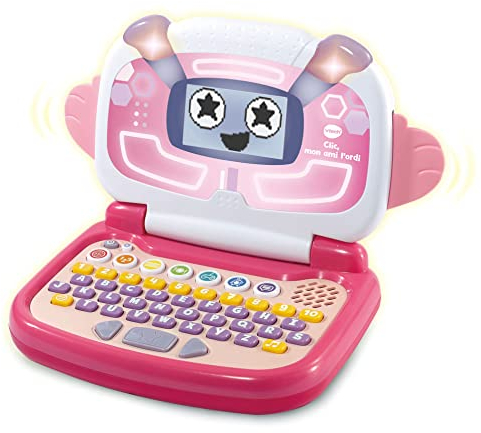 VTech - Portátil Preescolar Educativo Píxel el pequegenio, Ordenador Infantil +3 años, Color Rosa, Versión ESP