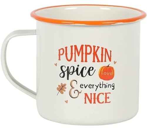 Something Different HA_40331 Enamel Mug | Pumpkin Spice | 1pc. 165g, White, 1 Count (Pack of 1)
