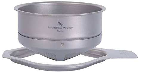 iBasingo Titan Kaffeefilter Über Papierlosen Kaffeefilter Gießen Leichter Tragbarer Outdoor Camping Haushaltsgarten Büro Wiederverwendbarer Kaffeetropfer (Ti6005P Filter & Halter (XL))