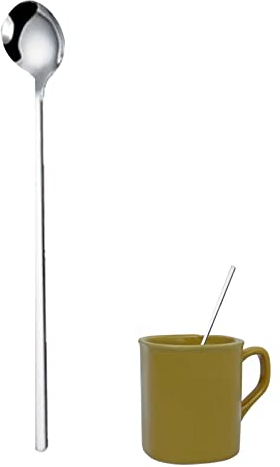 Pratvider café Postre,Mango Largo, agitadores cucharas té Helado café - Cucharillas ergonómicas, cucharas té Helado, cucharas largas para Revolver, cucharas