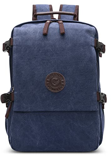 DORRISO Reise Herren Rucksack Mode Canvas Schulrucksack Teenager Daypacks Casual Laptop Rucksack für 15.6 Zoll Laptop Geschäft Arbeit Bergsteigen Campus Laptop Rucksack Blau