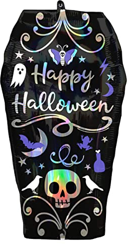 Folienballon Sarg, Halloween, irisierend, 38 x 68 cm, mehrfarbig