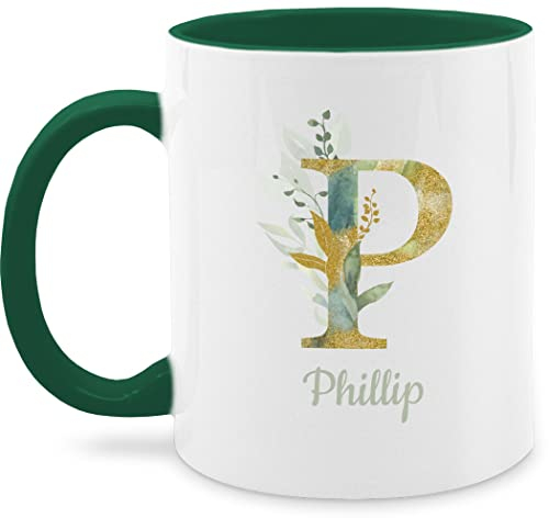 Tasse Tassen 325ml - Anfangsbuchstabe Name - Namens Geschenk - 325 ml - Dunkelgrün - personalised mug buchstabentasse buchstaben letter kaffeetasse buchstabe namenstasse initialen letters teetasse