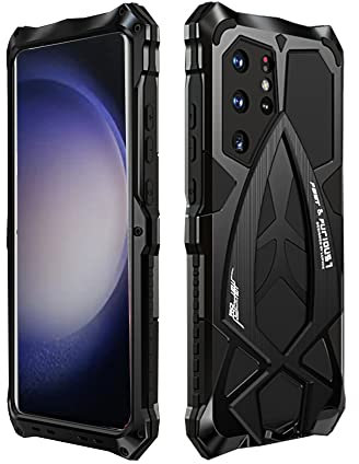 CeeEee Galaxy S23 Ultra Hülle Metall Stoßfeste Outdoor Schutzhülle Case für Samsung S23Ultra Integrierte Silikon Handyhülle - Schwarz