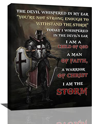 Rustikaler Krieger, Wandkunst, Rüstung Gottes, Wanddekoration, cooler Krieger Gottes, Poster, Ritter, christliche Bilder, Leinwanddrucke, I Am The Storm, motivierend, Badezimmer, 30.5x40.5 cm cm
