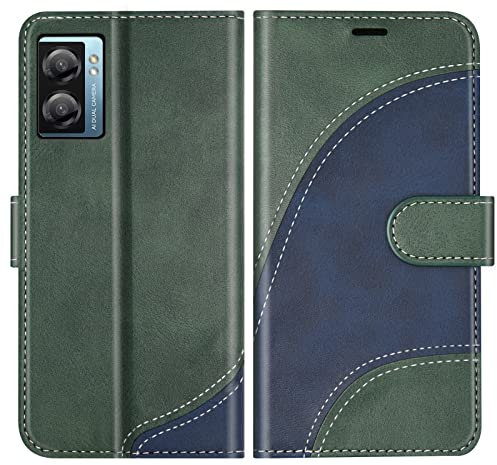 BoxTii Cover per Oppo A57S 4G / Oppo A77 5G / Oppo A57 5G, Custodia in PU Pelle Portafoglio per Oppo A57S 4G / Oppo A77 5G / Oppo A57 5G, Magnetica Cover a Libro con Slot per Schede, Verde