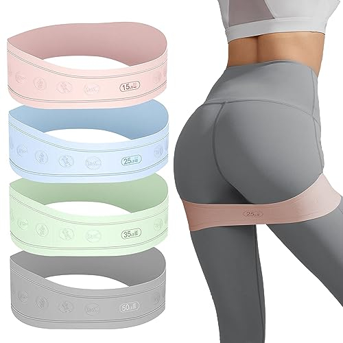 Fitnessbänder Silikon (4er-Pack) für Hüften, Gesäß und Beine, 4 Stufen widerstandsbänder Anti-Rutsch Resistance Band Gymnastikgürtel krafttraining 15-50lbs für Yoga, Pilates,Training zu Hause