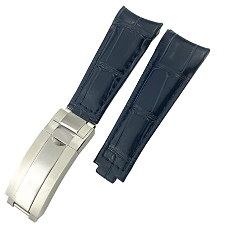BONOOL Echtleder-Armband mit gebogenem Ende, 20 mm Schiebeverschluss-Schnalle, für Rolex GMT Submariner Hulk Oyster-Uhrenarmband