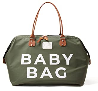Fume London Baby Bag & Wickeltasche - Stilvolle, Multifunktionale Kliniktasche für Mama | Große, Wasserdichte Diaper Bag für Travel und Mutterschaft (Khaki)