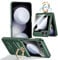 Vizvera for Samsung Galaxy Z Flip 5 Case with Hinge Protection, Bulitin Outer Screen Protector, Ring, Kickstand Military Grade Phone Case Protective Silicone Z Flip 5 Cover Shockproof 2023-Green