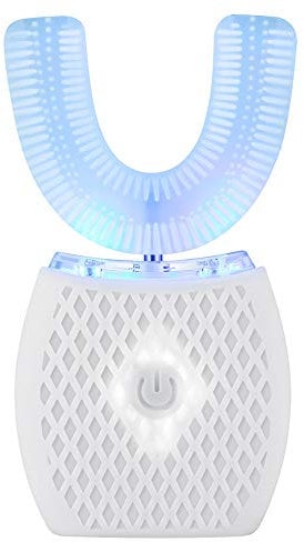Ultrasonic Electric Toothbrush, 360° Auto Toothbrush, Sonic Teeth Whitening Brush for Adults with Wireless Charging (White)