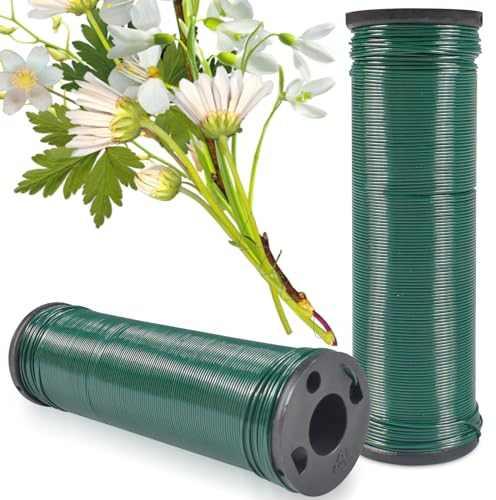 Funmo 2 Rolls of Green Binding Wire, 100 m x 0.7 mm, Garden Wire for Plants and Crafts