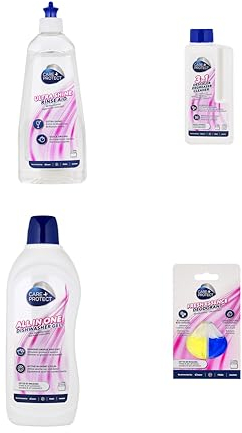 CARE + PROTECT Ultimate Dishwasher Bundle,Four Pieces Set: All in One Powerful Degreasing Detergent, 750ml,Ultra Shine Rinse Aid,500ml, Fragrance Deodorant,3 in 1 Universal Cleaner Liquid, 250ml