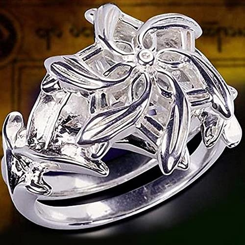 CROKZ Edler Schmuck for Damen, 100% echte 925er-Silberringe, Galadriel-Nenya-Zirkon-Ehering-Ehering/543 (Size : 8)