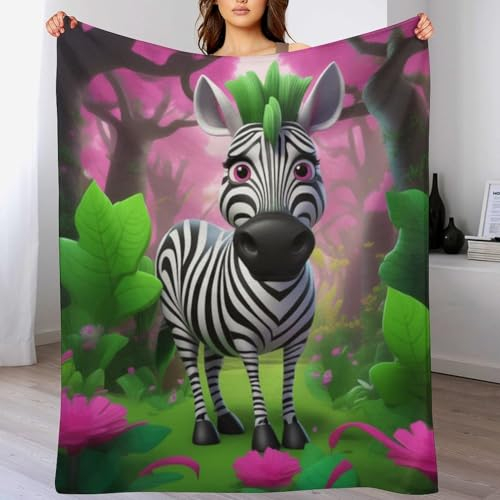 Zebra Wolldecke Wohndecke Warm & Kuschelig Waschbar, Überwurf Ideal Für Draußen, Camping, Couch, Bett, Reisen – Superweiche Wolldecke（100×130cm）