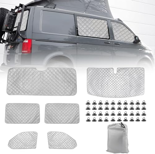 Auto Windschutzscheibe Sonnenblende Ersatz für VW T5 T6 Kombi, 6 Teiliges Set Sonnenschutz Auto Frontscheibe Schutz Set mit Aufbewahrungstasche, 100% Okklusion
