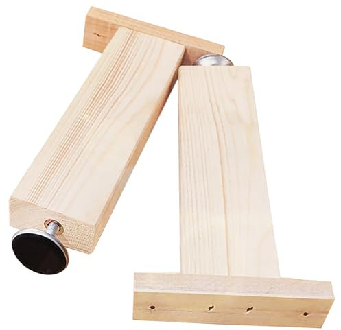 HFDASUENT 2 Pièces Pied de Lit Universel Réglables,Pieds en Bois pour Sommier à Lattes,Hauteur Réglable 0-20 mm,Pied de Support de Lit,pour Lattes Universel Sommier,Canapé,Lit
