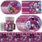 PLNVNVP 81 Pcs Monster Thème Party Vaisselle, Vaisselle de fête pour Enfants, Assiettes, Serviettes En Papier, Tasses, Nappe, Set de Vaisselle pour Fête d'anniversaire -10Position