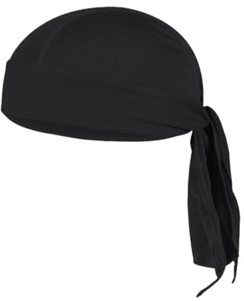 RAMGLYO Sports Bandana Cap Schnell Trocknend Durag Men Bandana Herren Damen Laufmütze Herren Kopftuch Herren Sommermütze Herren für Radfahren Klettern Laufen Fitnessstudio (Schwarz)