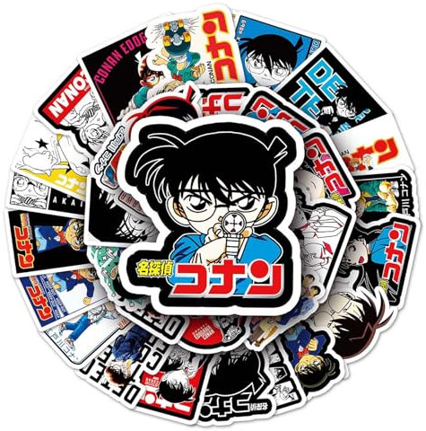 50 Stück Detective Conan Laptop Aufkleber, Wasserfeste PVC-Aufkleber für DIY-Dekoration, Graffiti-Stil Stickers für Autos Motorräder Laptops Fahrräder Skateboards Skier Snowboards Gepäck etc.