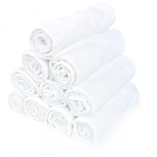 Mullwindeln 40x80 cm, 20er Set, Weiß – Spucktücher Baby aus 100% Baumwolle | leichte Tetra statt dickem Musselin, zum Abwischen, Bäuerchen und Wickeln, aus OEKO-TEX Stoffen genäht, Made in EU