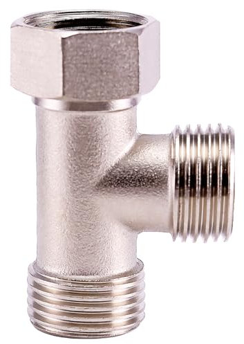 XNTONG Raccordo a T in Ottone Cromato 1/2, Valvola Deviatrice 3 Vie, Adattatore per Doccia, Bidet e Rubinetti