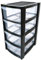 KAPCO 4 Tier Mini Tower Plastic Storage Drawers | Compact Desktop Organizer with Transparent Drawers for Office, Home, Kitchen, Makeup, Crafts | Stackable & Portable Mini Tower Cabinet 26 x 19 x 40 cm