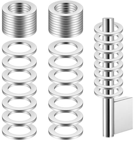 40 Piezas de Anillos de Ajuste, Rondanas para Bisagras de Puertas, Ø 10mm x 15mm, Acero Inoxidable, Espaciadores para Puertas de Interior Estándar, Juego de Instalación