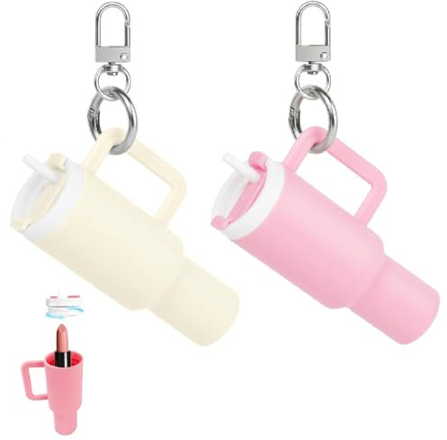 GETFACAI 2 PCS Stanley Cup Keyring, Lip Balm Keyring, Stanley Keychain, Minis Stanleys Cup Keychain, Cute Stanleys Tumbler Cup Keychain, for Women Purse Handbag Backpack Key School Bag