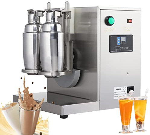 Máquina automática de coctelera de té con leche Máquina mezcladora de té con leche de doble cabezal eléctrica de 360 ° Mezclador de bebidas de 350 ml-700 ml para té de burbujas Boba Jugo de té Café
