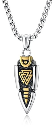 Sumpgle Wikinger Odins Speer Modell Anhänger Halskette Herren Einzigartiges Titan Stahl Schmuck Nordic Vintage Edelstahl Accessoire