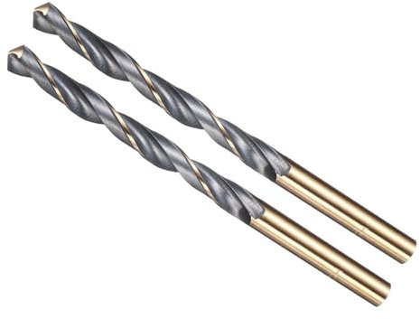 METALLIXITY 2PCS Foret Hélicoïdal, 7mm Mèche à Creuser Acier Rapide 4341, Tige Droite 118° Finition Noir et Or pour Cuivre Aluminium Bois Plastique Métal, Forets à Métaux de Dureté Moyenne