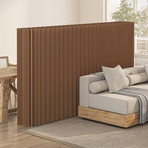 Klappbarer Raumteiler aus Papier, tragbare Papier-Trennwand - Stabiler Sichtschutz vielseitig einsetzbar für Büro, Einzelhandel, gewerbliche Räume, Wohnzimmer & Dekoration (Braun, H2.4m * L5m)